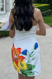 Sexy Print Backless Strapless Sleeveless Dresses