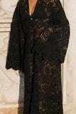 Sexy Solid Embroidered V Neck One Step Skirt Dresses