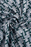 Casual Daily Geometric Print Contrast Turndown Collar Long Sleeve Two Pieces