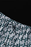 Casual Daily Geometric Print Contrast Turndown Collar Long Sleeve Two Pieces