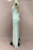 Sexy Solid Color Lace Backless Patchwork V Neck Evening Dresses