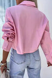 Casual Daily Solid Color Buttons Patchwork Shirt Collar Tops(3 Colors)