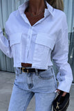 Casual Daily Solid Color Buttons Patchwork Shirt Collar Tops(3 Colors)