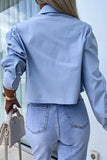 Casual Daily Solid Color Buttons Patchwork Shirt Collar Tops(3 Colors)
