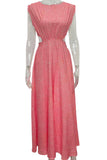Casual Polka Dot Print Hollow Out O Neck Long Dresses
