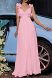Sexy Casual Solid Color Backless Cross Straps V Neck Long Dresses(7 Colors)