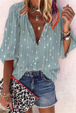 Casual Daily Striped Print Buttons Contrast V Neck Blouses(8 Colors)