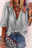 Casual Daily Striped Print Buttons Contrast V Neck Blouses(8 Colors)