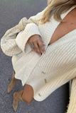 Casual Street Buttons Pleated V Neck Outerwear