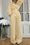 Casual Daily Pocket Lace Up Turn-back Collar Long Sleeve Two Pieces
