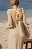 Sexy Vacation Lace Up Backless Square Neck One Step Skirt Dresses