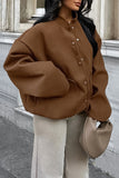 Casual Street Pocket Buttons Gross Square Neck Outerwear