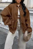 Casual Street Pocket Buttons Gross Square Neck Outerwear