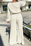 Casual Basic O Neck Long Sleeve Two Pieces