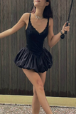 Sexy Lace Zipper V Neck Sling Dresses
