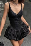 Sexy Lace Zipper V Neck Sling Dresses