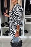 Casual Leopard Print Zebra Print Contrast Turndown Collar Outerwear