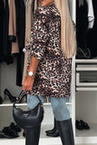 Casual Leopard Print Zebra Print Contrast Turndown Collar Outerwear