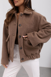 Casual Pocket Buttons Gross Turndown Collar Outerwear(3 Colors)