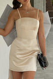 Sexy Patchwork Backless Bow Decor Spaghetti Strap Sling Dresses