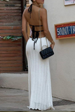 Sexy Street Stripe Lace Up Backless Weave Halter One Step Skirt Dresses