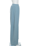 Casual Daily Pocket Potholes Loose High Waist Straight Bottoms