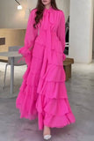 Celebrities Elegant Lace Up Patchwork Stringy Selvedge Half A Turtleneck Long Dresses