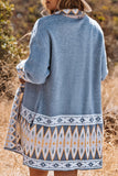 Casual Street Colorblock Pocket Weave Contrast Cardigan Collar Outerwear