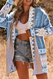 Casual Street Colorblock Pocket Weave Contrast Cardigan Collar Outerwear