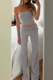 Sexy Street Strapless Sleeveless Two Pieces(3 Colors)
