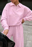 Casual Street Pocket Buttons Turndown Collar Long Sleeve Two Pieces