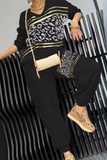Casual Street Bronzing Pattern Leopard V Neck Long Sleeve Two Pieces(5 Colors)