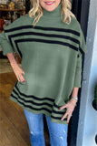 Casual Stripe Pocket Turtleneck Sweaters(6 Colors)