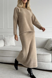 Daily Elegant O Neck Long Sleeve Two Pieces(5 Colors)