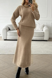 Daily Elegant O Neck Long Sleeve Two Pieces(5 Colors)