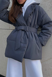 Casual Lace Up Turndown Collar Outerwear(4 Colors)
