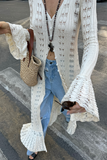 Sexy Hollow Out Buttons Ruffle V Neck Outerwear