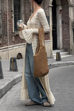 Sexy Hollow Out Buttons Ruffle V Neck Outerwear