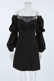 Sexy Slit Ruched V Neck Waist Skirt Dresses