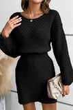 Casual Hook Flower O Neck Waist Skirt Dresses