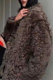 Casual Street Buttons Fluffy Turndown Collar Outerwear(3 Colors)