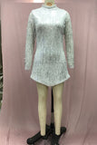 Patchwork Tassel Backless Sequins Turtleneck Evening Dress Dresses