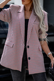 Casual Plaid Buttons Contrast Turn-back Collar Outerwear(3 Colors)