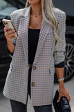 Casual Plaid Buttons Contrast Turn-back Collar Outerwear(3 Colors)