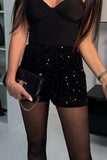 Casual Sequins Straight Straight Bottoms(3 Colors)
