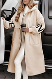 Casual Letters Pocket Patchwork Contrast Hooded Outerwear(7 Colors)