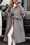 Casual Letters Pocket Patchwork Contrast Hooded Outerwear(7 Colors)