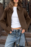 Casual Daily Zipper Gross Turndown Collar Outerwear