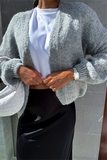 Casual Solid Color Patchwork V Neck Outerwear(4 Colors)
