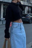 Casual Ripped Weave O Neck Sweaters